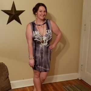Sexy tie dye graphic minidress black gray
